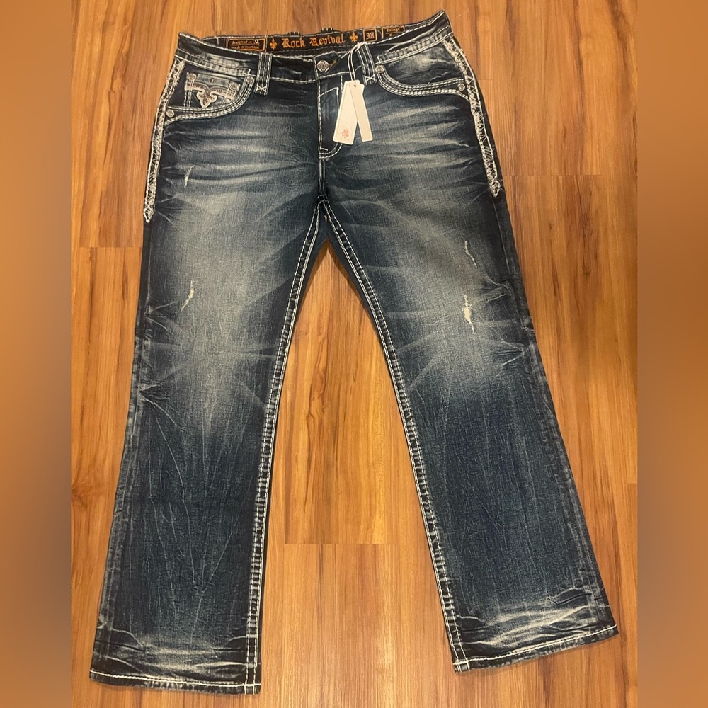 Rock Revival Dark Blue Straight Jeans